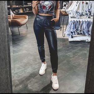 Commando Faux Leather Joggers Black